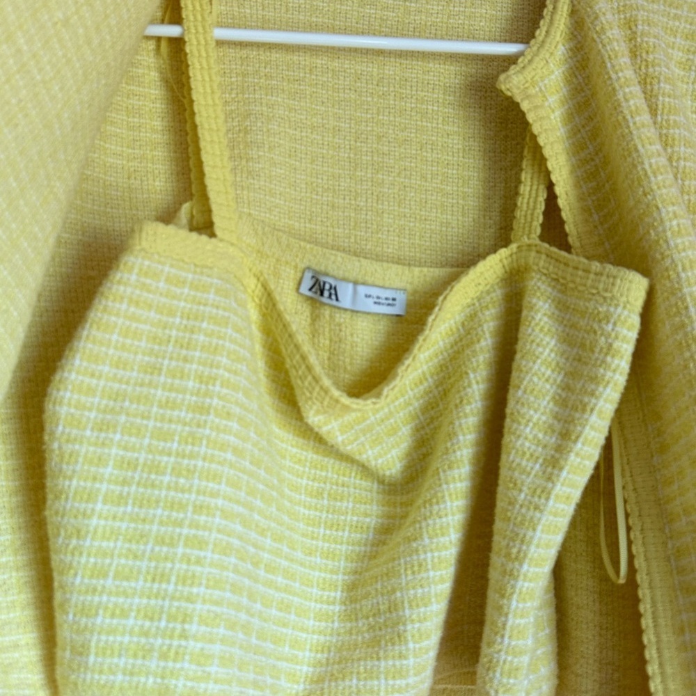 Zara Yellow Knit Cardigan and Top Set Size Large - Picture 10 of 10